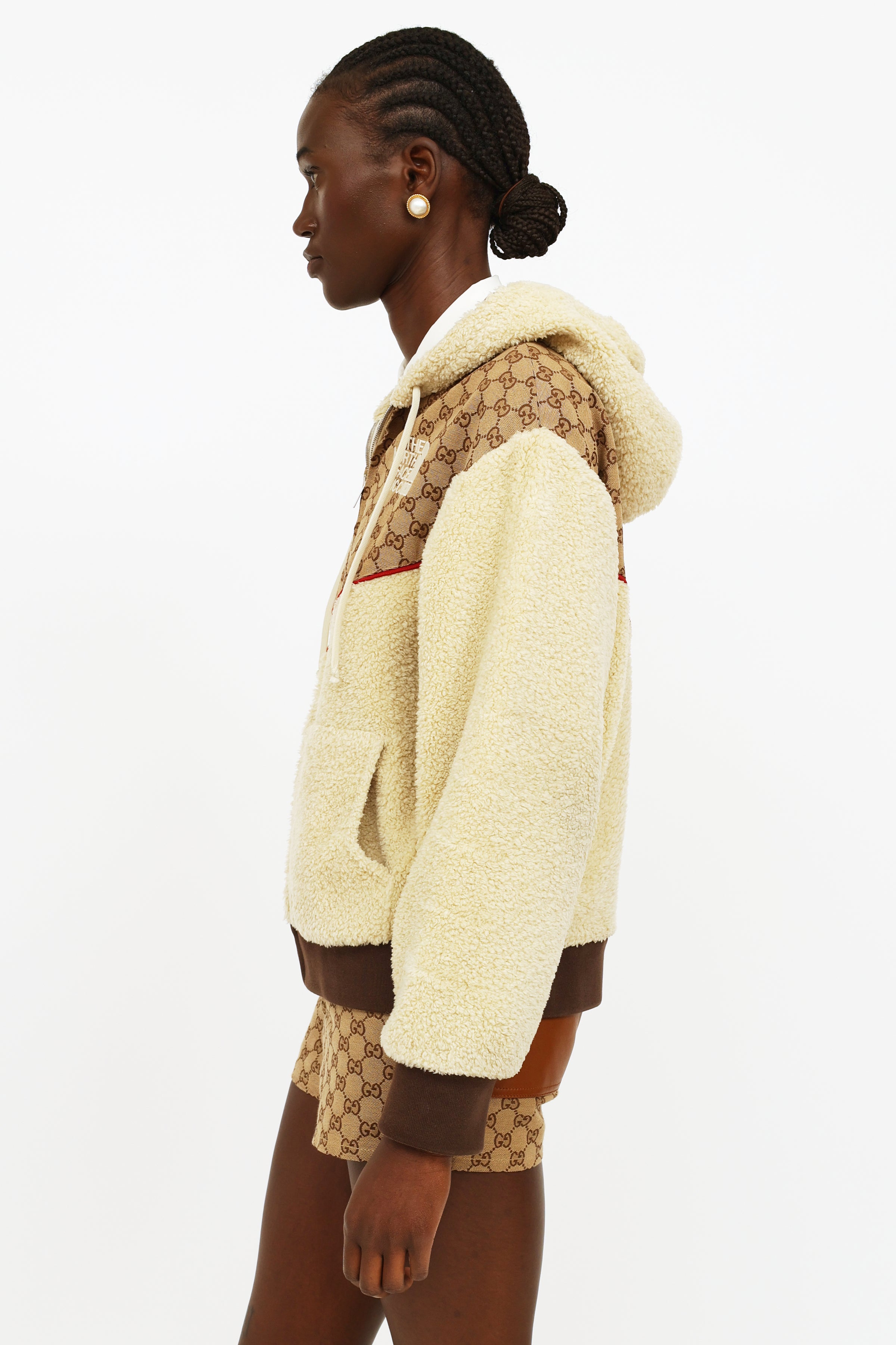 The North Face x Gucci GG Canvas Shearling Jacket 'Beige/Ebony
