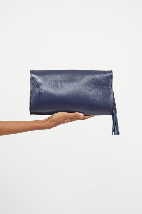 Gucci Navy Soft Patent Soho Clutch