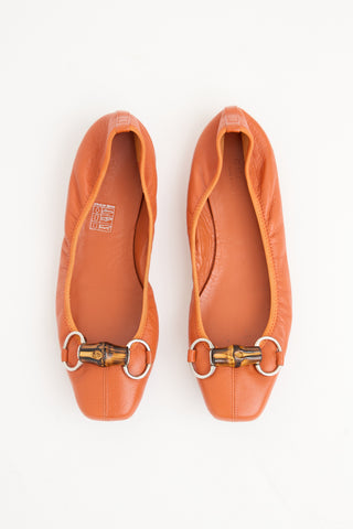 Gucci Leather Bamboo Horsebit Flat