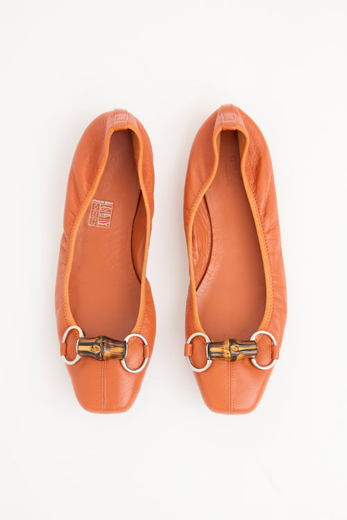 Gucci Leather Bamboo Horsebit Flat