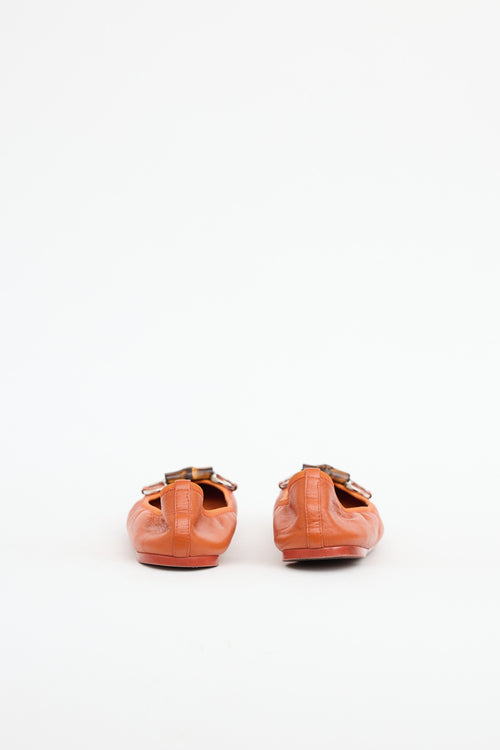 Gucci Leather Bamboo Horsebit Flat