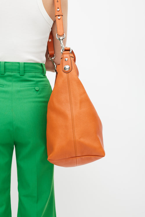 Gucci Orange Leather Zip Tote Bag