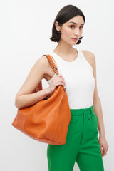 Gucci Orange Leather Zip Tote Bag