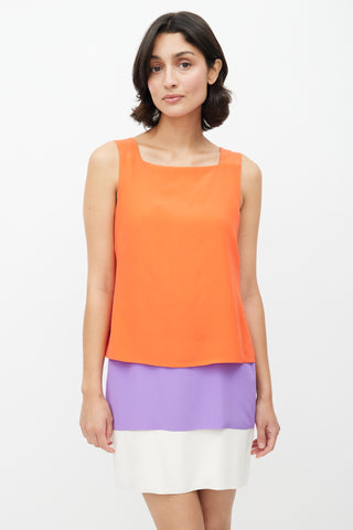 Gucci Orange & Multicolour Silk Tiered Dress