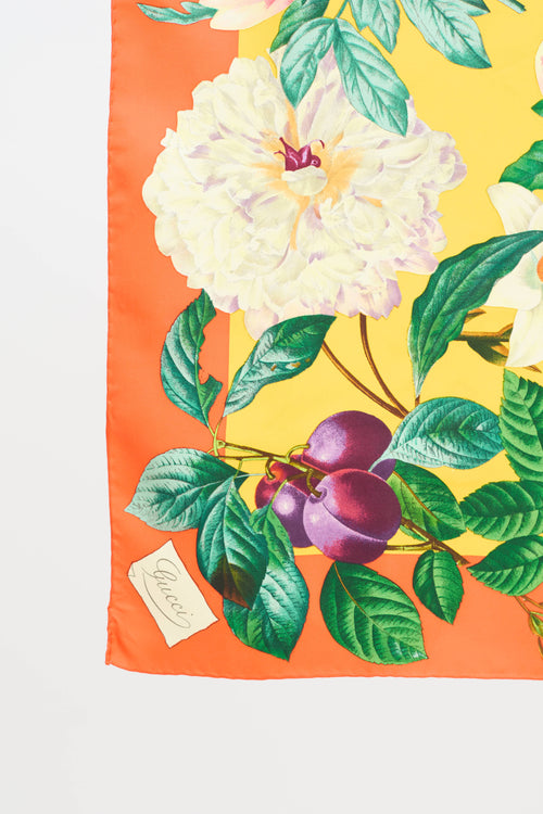 Gucci Floral & Fruit Silk Scarf