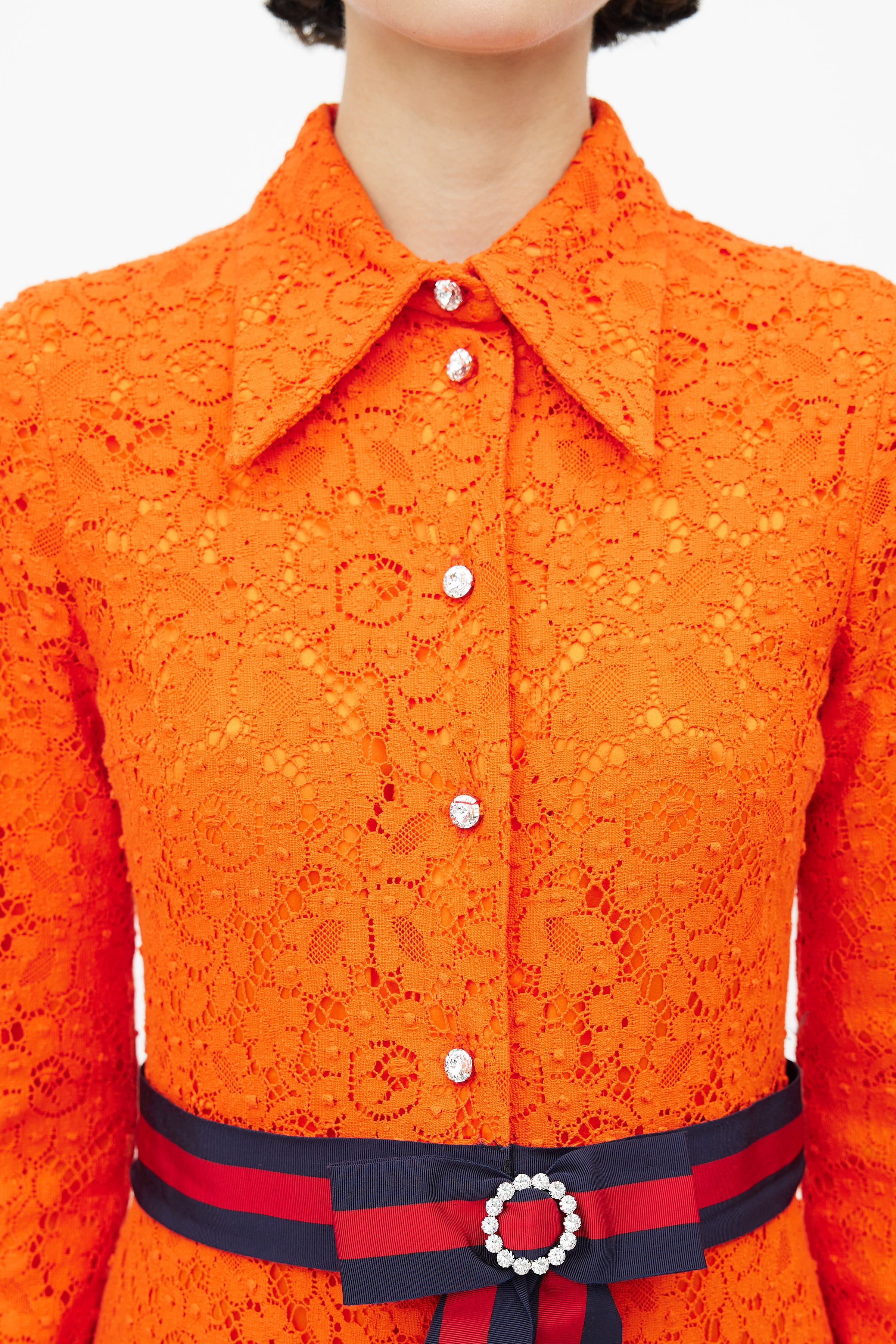 Gucci Orange Apricot Wool Silk Cady Button Detail Short Dress, Brand Size  42 (US Size 8) (US Size 8) 596985 ZAD88 7660 - Apparel - Jomashop