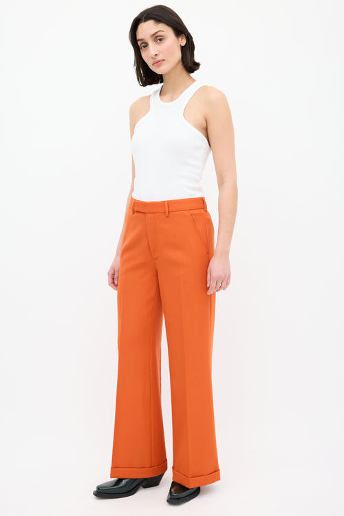 Gucci Orange Wool Flared Trouser