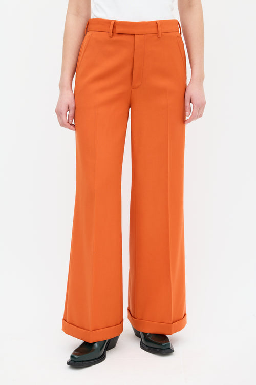 Gucci Orange Wool Flared Trouser