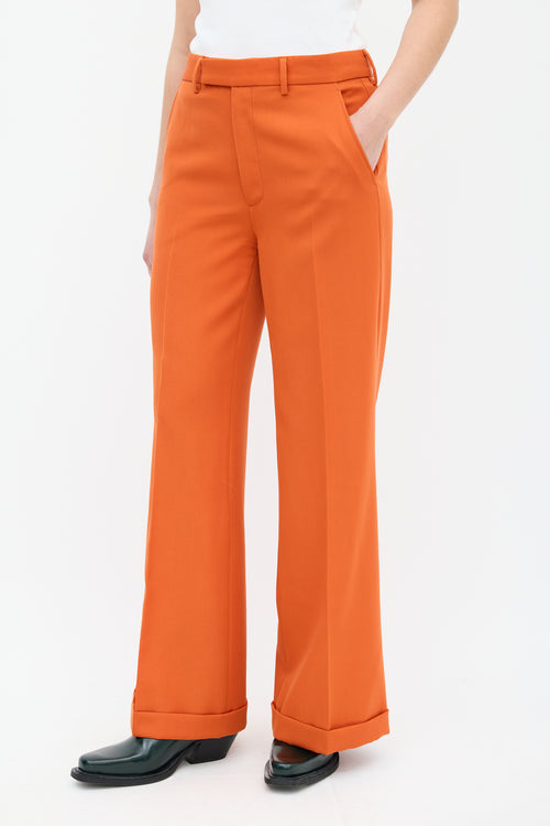 Gucci Orange Wool Flared Trouser