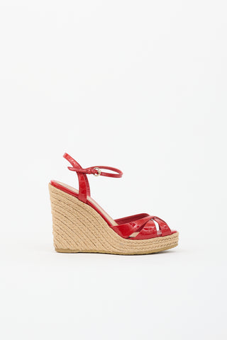 Gucci Patent GG Monogram Wedge Sandal