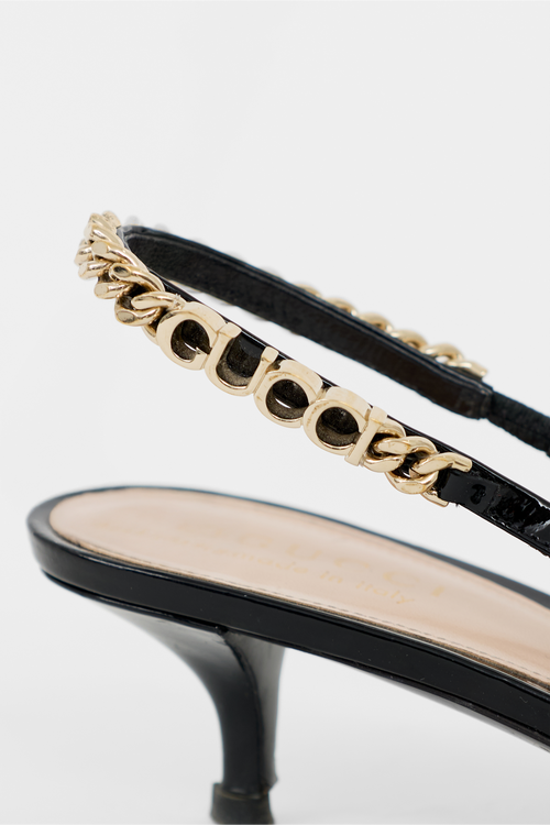 Gucci Patent Logo Slingback Pump