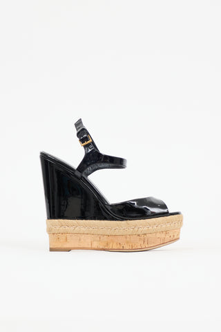 Gucci Patent Wedge Sandal