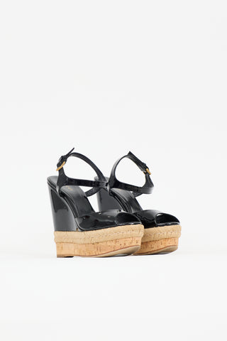 Gucci Patent Wedge Sandal