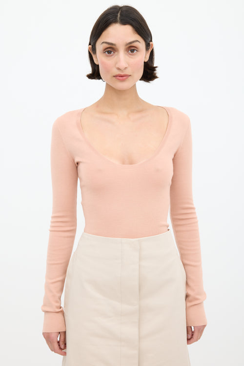 Gucci Pink Cashmere Knit Bodysuit