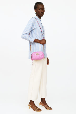 Gucci Pink Leather Mini Marmont Camera Bag