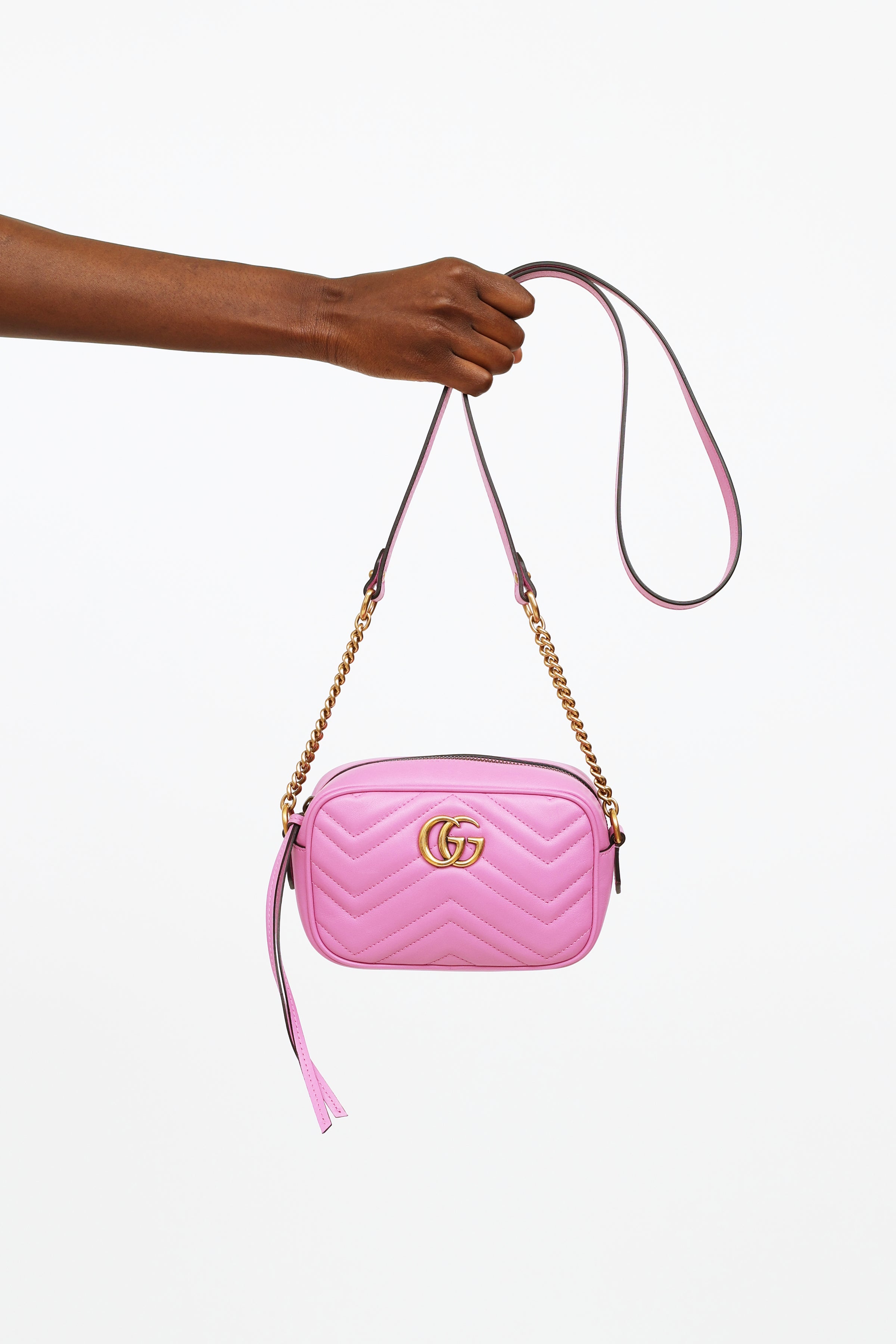 Gucci GG Marmont Camera Bag Matelasse Small Pink - US