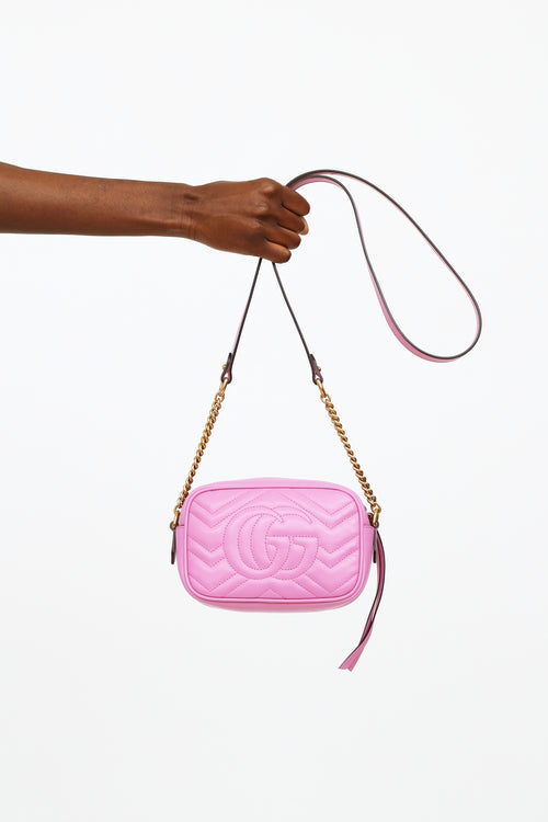 Gucci Pink Leather Mini Marmont Camera Bag