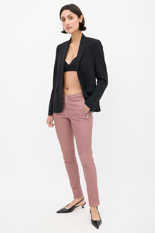 Gucci Pink Leather Slim Trouser