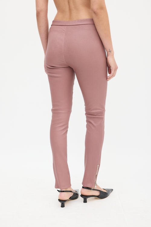 Gucci Pink Leather Slim Trouser