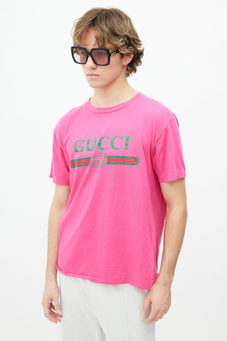 Gucci Pink Logo Print T-Shirt
