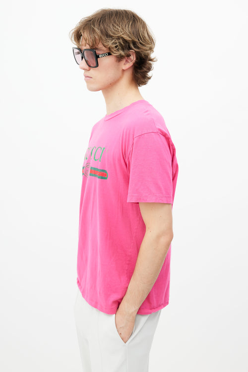 Gucci Pink Logo Print T-Shirt