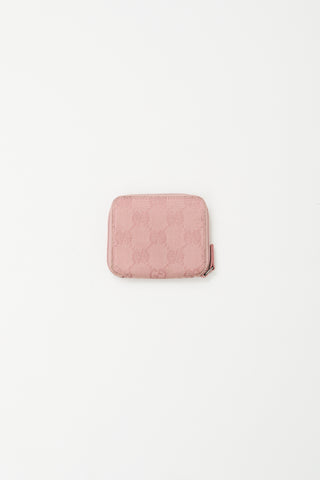 Gucci Pink Monogram Canvas Zip Coin Pouch