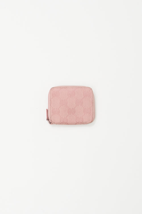 Gucci Pink Monogram Canvas Zip Coin Pouch