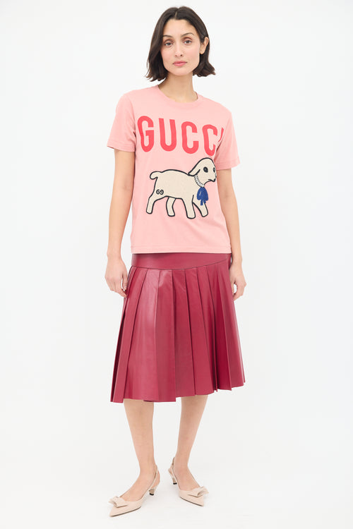 Gucci Pink & Multi Embroidered Graphic T-Shirt