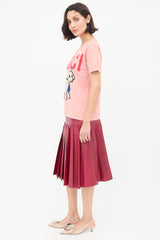 Gucci Pink & Multi Embroidered Graphic T-Shirt