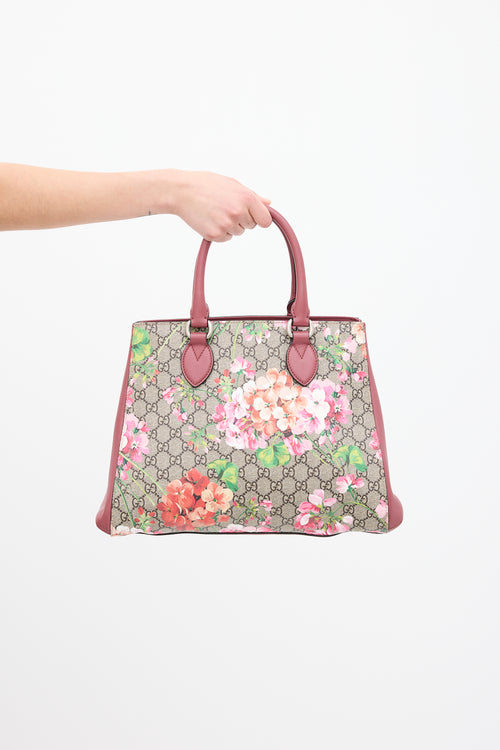 Gucci Pink & Multi Leather & GG Supreme Blooms Bag