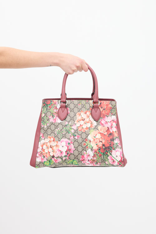 Gucci Pink & Multi Leather & GG Supreme Blooms Bag