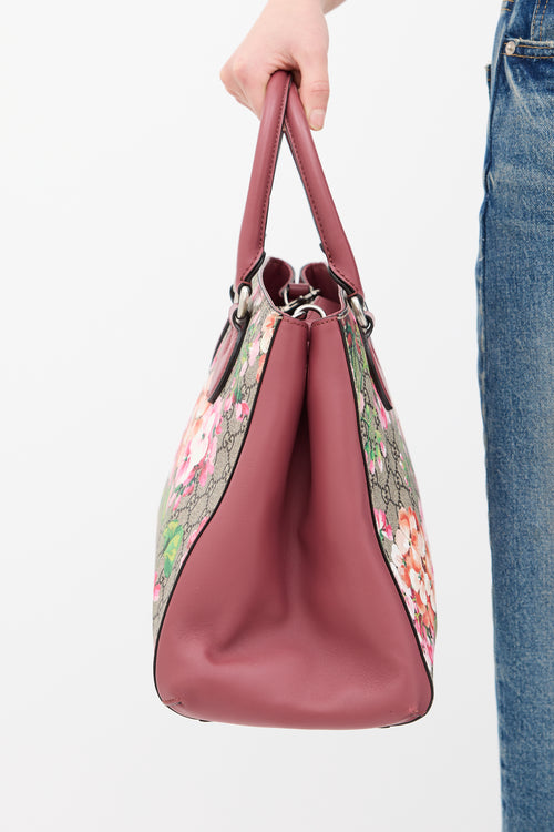 Gucci Pink & Multi Leather & GG Supreme Blooms Bag