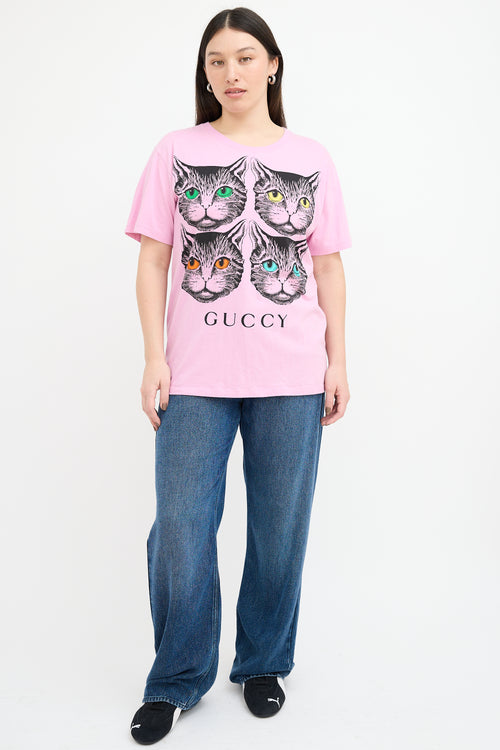 Gucci Pink & Multi Mystic Graphic T-Shirt