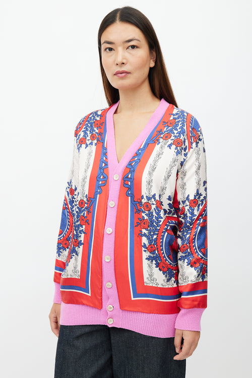 Gucci Pink & Multi Silk Reversible Cardigan