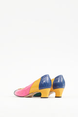 Gucci Pink & Multicolour Textured Leather GG Pump