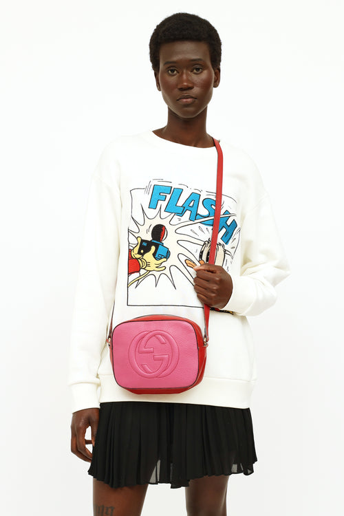 Gucci Red & Pink Leather GG Soho Shoulder Bag