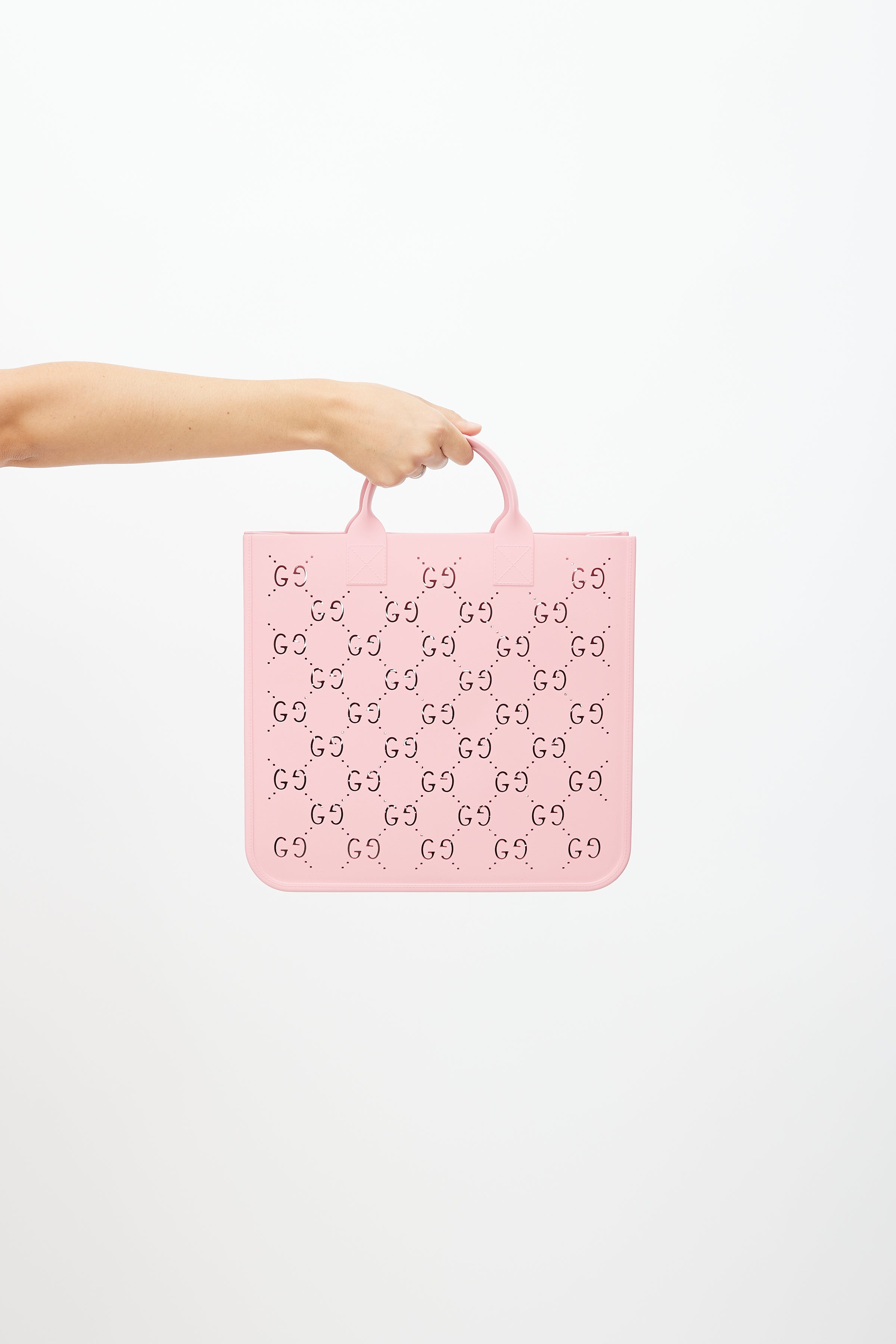 Children's GG tote bag in Pink Rubber