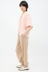 Gucci Pink Silk GG Floral Jacquard  Blouse