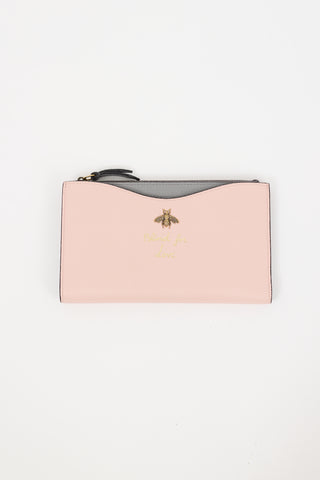 Gucci Pink & Grey Leather Animalier Continental Wallet
