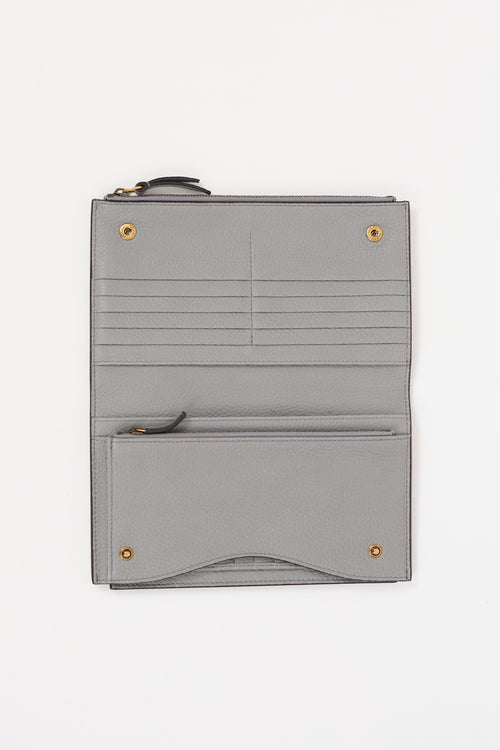 Gucci Pink & Grey Leather Animalier Continental Wallet