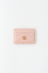 Gucci Pink Leather Marmont GG Card Holder