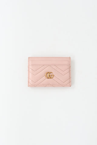 Gucci Pink Leather Marmont GG Card Holder