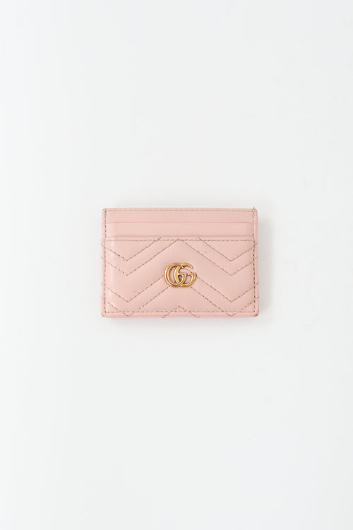 Gucci Pink Leather Marmont GG Card Holder