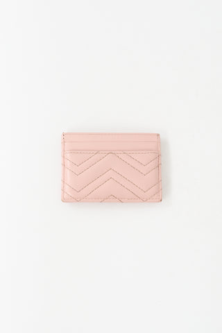 Gucci Pink Leather Marmont GG Card Holder