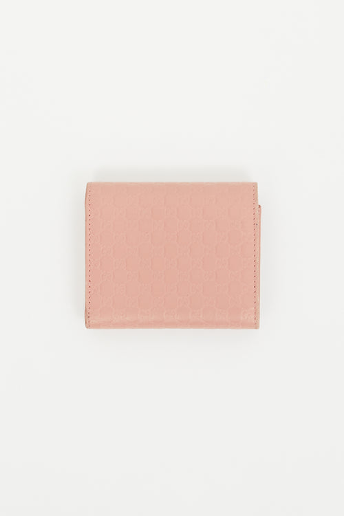 Gucci Pink Leather Guccissima Trifold Wallet