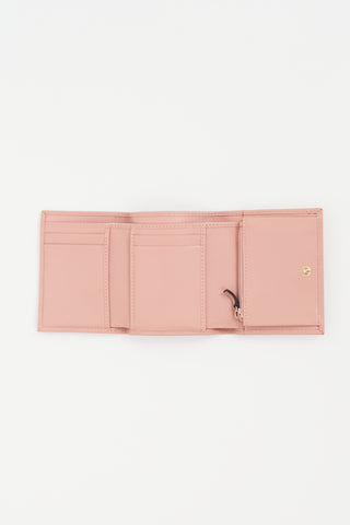 Gucci Pink Leather Guccissima Trifold Wallet