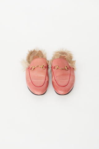 Gucci Pink Leather & Fur Princetown Mule