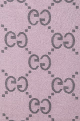 Gucci Purple & Grey Cashmere Intarsia GG Logo Fringe Scarf