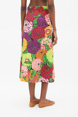 Gucci Purple & Mulitcolour Floral Button Up Skirt
