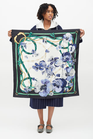 Hermès // Blue Skeleton Print Cashmere & Silk Scarf – VSP Consignment
